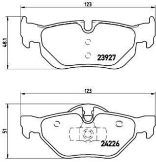 Колодка тормозов. диск. BMW 3 (E90-91) 05 - задн. (выр-во) BREMBO P 06 038