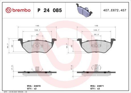 Гальмівні колодки перед. Ford Maverick 01- BREMBO P24085