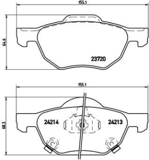 Колодка тормозов. диск. HONDA ACCORD передняя (выр-во) BREMBO P 28 036