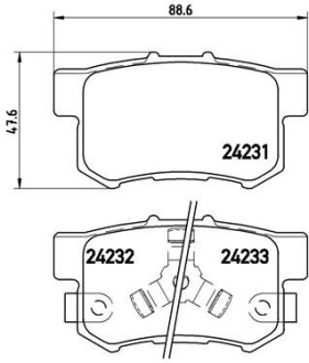 Колодка тормозов. диск. HONDA ACCORD, CR-V задн. (выр-во) BREMBO P 28 051