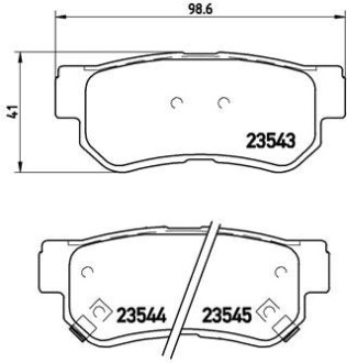 Колодка тормозов. диск. HYUNDAI ELANTRA, SANTA FE, TUCSON, KIA MAGENTIS задн. (выр-во) BREMBO P 30 014