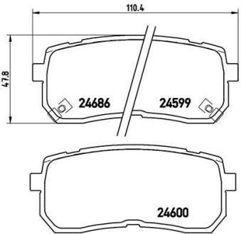 Колодка тормозов. диск. HYUNDAI ix55 задн. (выр-во) BREMBO P 30 035