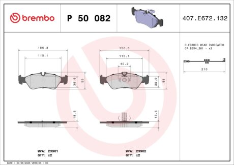 Комплект тормозных колодок из 4 шт. дисков BREMBO P50082