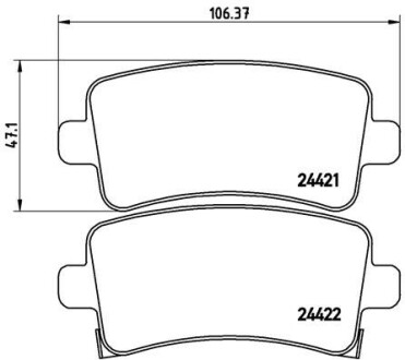 Колодка тормозов. диск. OPEL INSIGNIA задн. (выр-во) BREMBO P 59 059