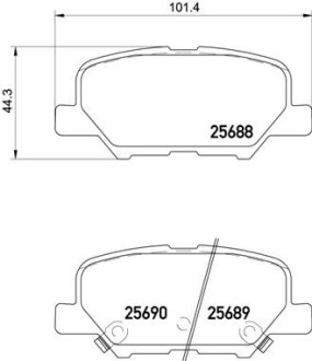 Колодка тормозов. диск. MAZDA 6 2.0 2.2D 2.5 2013 - задн. (выр-во) BREMBO P 61 111