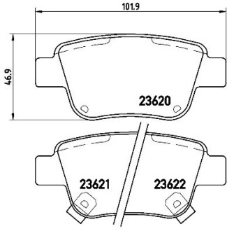 Колодка гальм. диск. TOYOTA AVENSIS (_T22_, T25) задн. BREMBO P 83 047