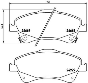 Колодка тормозов. диск. TOYOTA AURIS, AVENSIS передн. (выр-во) BREMBO P 83 109