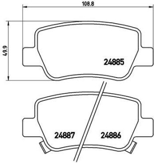 Колодка гальм. диск. TOYOTA AVENSIS/AVENSIS SW 1.6,1.8,2.0,2.0D-4D,2.2D-4D 09- задн. BREMBO P 83 112 (фото 1)