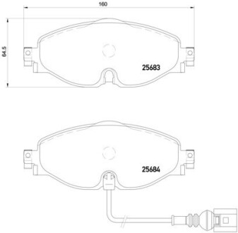 Колодка гальм. диск. SKODA OCTAVIA 1.2-2.0TDI 2012-, VW GOLF VII 1.2-2.0TDI 2012 - передн. (B BREMBO P 85 126