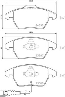 Колодка гальм. диск. AUDI A3, TT передн. BREMBO P 85 146