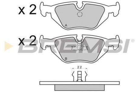 Гальмівні колодки зад. BMW 3(E36, E46)/5(E34)/7(E32) 86-06 (ATE) (123x43,6x16,7) BREMSI BP2498