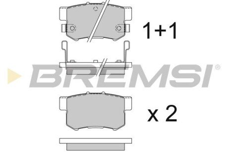 Тормозные колодки зад. Civic 98-/Accord 90-03 (Akebono) (47,5x89x14,5) BREMSI BP2544