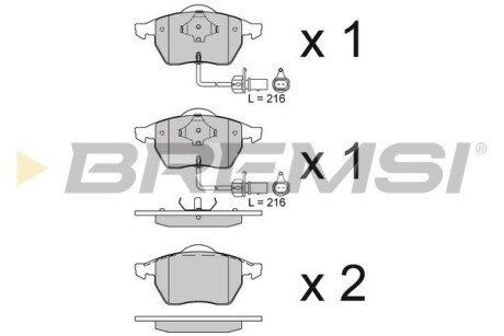 Гальмівні колодки пер. Passat B5/Audi A4/A6 00-05 (з датчиком) BREMSI BP2816