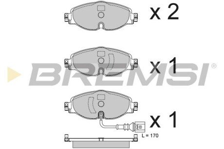 Тормозные колодки перед. Golf 14-20/Octavia 1.6 TDI 12-17 (TRW) BREMSI BP3782