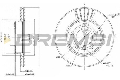 Тормозной диск перед. BMW 3 (E36/E46) 90-05 (286x22) BREMSI CD6258V