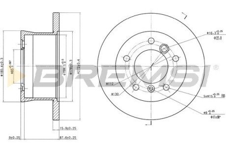 Тормозной диск зад. Sprinter 308-316 96-06 (16mm) BREMSI CD6932S