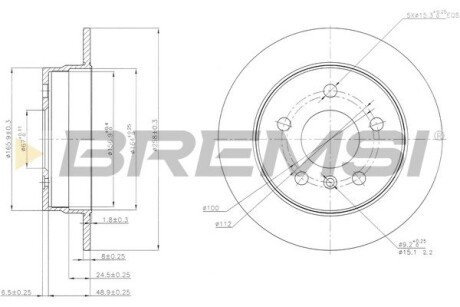 Гальмівний диск зад. MB A-Class (W169)/B-Class (W245) 04- (258x8) BREMSI CD7258S