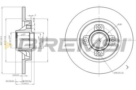 Тормозной диск зад. Berlingo/Partner 08- (без подшипника) BREMSI CD7791S