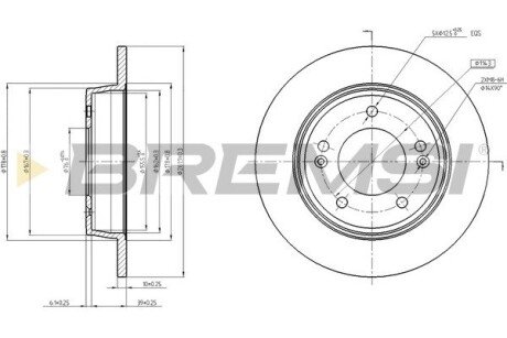 Тормозной диск зад. Hyundai Elantra/i 30/Kia Ceed/Soul II 11- (262x10) BREMSI CD8193S