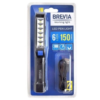 Лампа інспекційна LED PEN 6SMD+1W Led 150Lm, 900mAh, micro USB BREVIA 11210