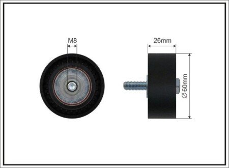 60x8x26 Ролик поліклинового паска Psa 1.4/1.9D Servo Citroen Berlingo CAFFARO 03-14