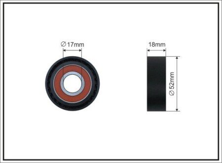 52x17x18 Ролик паска приводного Ford Mondeo/Transit 2.0DI 00- CAFFARO 04-00