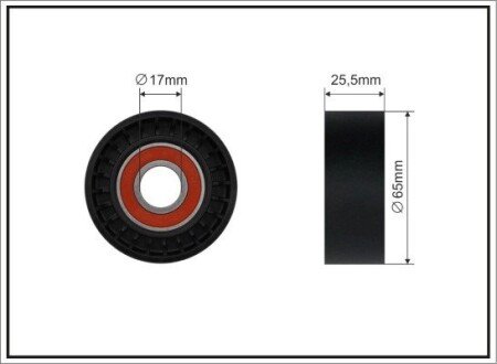 65X17X25 Ролик паска приводного PSA С5/C8/Jumpy/405/406/ 1.8/2.2 00- CAFFARO 05-00 (фото 1)