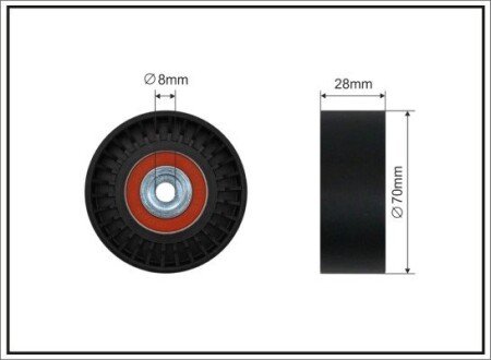 70x8x28 Ролик паска приводного Skoda Felecia 1.9D 95-02 / VW Polo 1.7SDI-1.9SDI 97-01 CAFFARO 118-14