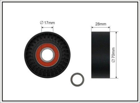 70x17x28 Ролик паска приводного OM611/612 CAFFARO 11-98