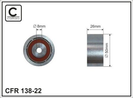 50x8x26 Ролик паска приводного Renault/Peugeot/ Citroen CAFFARO 138-22