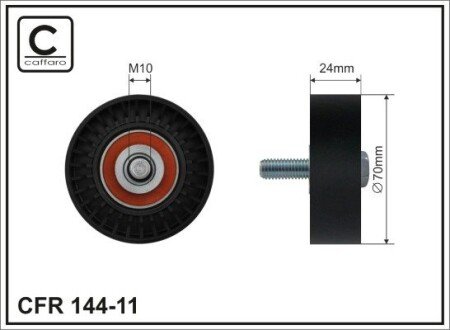 70x10x25.5 Ролик паска приводного Ford Mondeo II, Focus I, Maverick, MAZDA Tribute, 1.6/1.8/2.0 09.96- CAFFARO 144-11