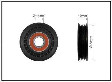 68X17X16,5 Ролик паска приводного Honda Accord VI/Civic VI/Subaru Forester/Impreza/Legacy 1.5-2.5 08.92- CAFFARO 158-00 (фото 1)