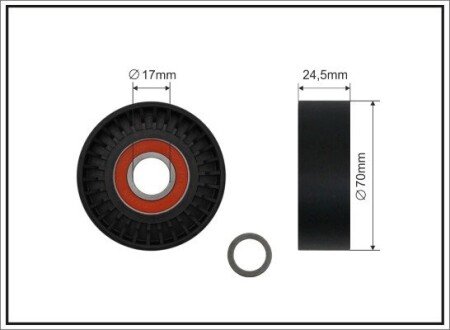 70X17X24.5 Ролик паска приводного Volvo C70/S40/S60/S70/S80/V70/XC90 2.0/2.4/ 00- CAFFARO 16-90