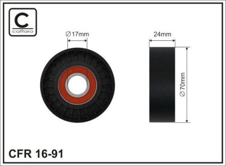 70x17x24 Ролик паска приводного Audi A3/Skoda/VW 1.9/2.0Tdi 03- CAFFARO 16-91