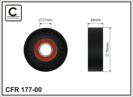 77x17x23 (гладкий) Ролик паска приводного Ford Focus II/C-MAX 1.8TDCi 11.04- CAFFARO 177-00