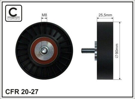 90x8x25 Ролик паска приводного VW 1,8-2,5 88- CAFFARO 20-27