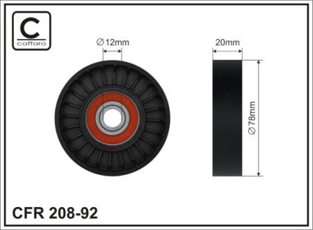 79x12x20 Ролик паска приводного Hyunday Accent 99-/Elantra 00-/Matrix 01-/EF Sonata 04-/Trajet 00-/Tucson 04-/NEРолик паска ГРМ Hyunday Accent 99-/Elantra 00-/Matrix 01-/EF Sonata 04-/Trajet 00-/Tucson 04-/NE CAFFARO 208-92