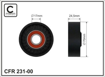 70x17x24,5 Ролик паска приводного Bmw E46/E39/E60 CAFFARO 231-00 (фото 1)