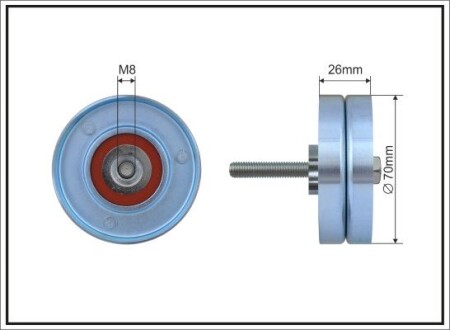 70x8x26 metal Ролик паска приводного Mazda 3, 6, MPV/MX5, CX-7 1.8/2.0/2.3/2.5 02- CAFFARO 264-03