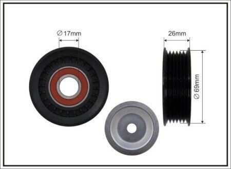 69x17x22,5 Ролик паска приводного Mazda 6 1.8I/2.0I/2.3I 05.03-, CX-7 07- 2.3 Turbo CAFFARO 268-00