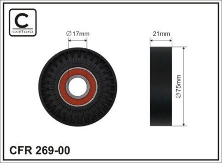 75x17x21 Ролик паска приводного Ford Mondeo/Volvo XC70 07- CAFFARO 269-00