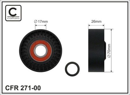 70x17x26 Ролик паска приводного Seat Ibiza/ Skoda Fabia/ Roomster// VW Fox, Polo 1.2 07.01- CAFFARO 271-00