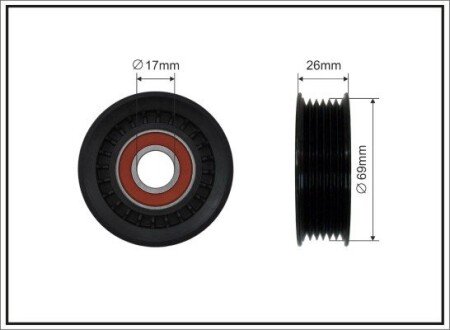 69x17x22,5 Ролик паска приводного Mazda 1.8I, 2.0I, 2.3I, 6 02,02-, MPV 02.03-, MX5 05.07- CAFFARO 274-00