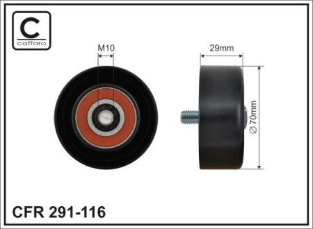 70x10x26 Ролик натяжний Hyundai ix35, Sonata, KIA Carens III, Magentis 2.0/2.4 01.05- CAFFARO 291-116