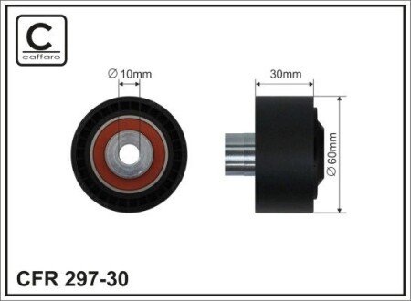 60x10x30 Ролик паска приводного Citroen Berlingo, C2, C3, C4, Jumpy, Nemo Fiat Scudo Peugeot 1007, 207, 307, 407, Bipper, Expert, Partner 1.4 16V-1.6HDi CAFFARO 297-30