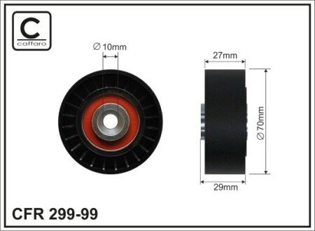 70x10x27 Ролик паска приводного Citroen C-Crosser/Peugeot 4007 2.2 HDi 07- CAFFARO 299-99