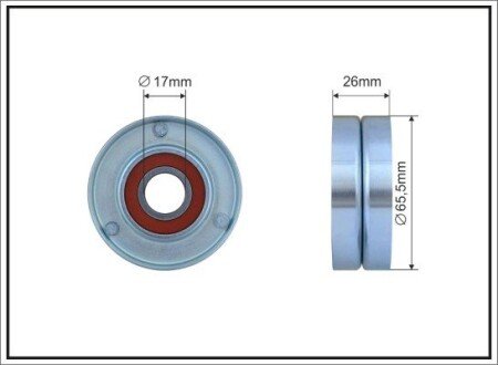 65,5x17x26 metal Ролик паска приводного Mitsubishi, Nissan, Opel, Renault, Volvo 1,9DCI 01- CAFFARO 303-00