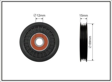 69x12x12,5 Ролик паска приводного Nissan Micra, Nota 1,2-1,4 02- CAFFARO 313-00