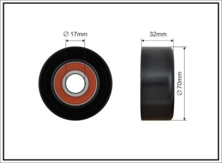 70x17x31,5 Ролик паска приводного Toyota Avensis 2.0 VVTi 00- /Previa, Rav-4 II, III 1.6-2.4 97- CAFFARO 318-00