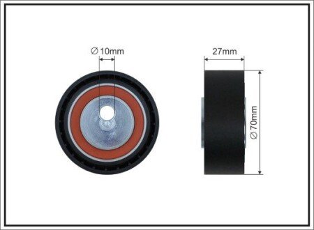 70X10X27.5 Ролик паска приводного PSA Berlingo/Jumpy/Scudo/406/605/Expert/Partnet 1.8D/1.9D/TD/2.0Hdi 1996- CAFFARO 354-122